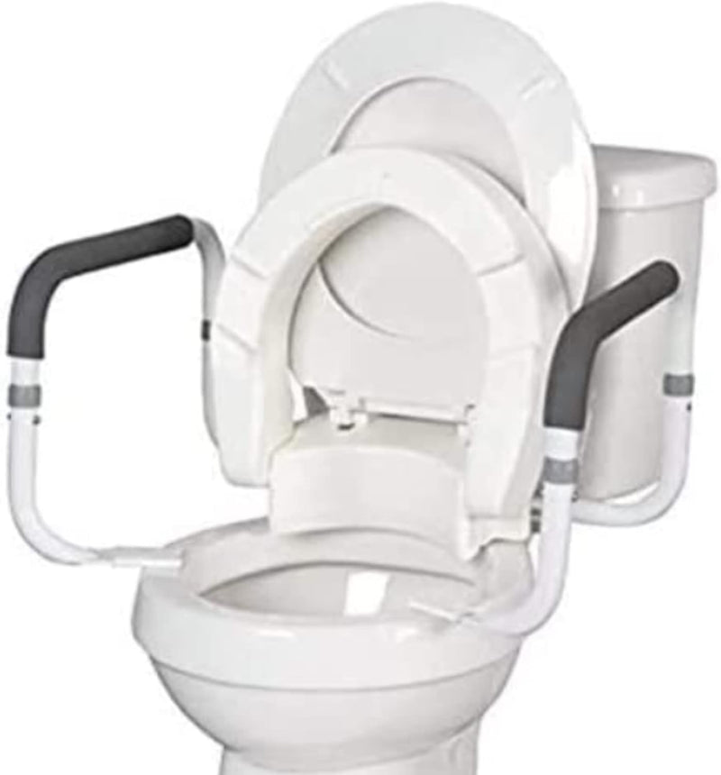 INNO MEDICAL 4" Foldable Hinged Raised Toilet Seat with Handles, Padded Arms