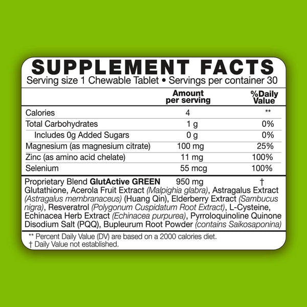 Tabletas glutactivas verde masticable