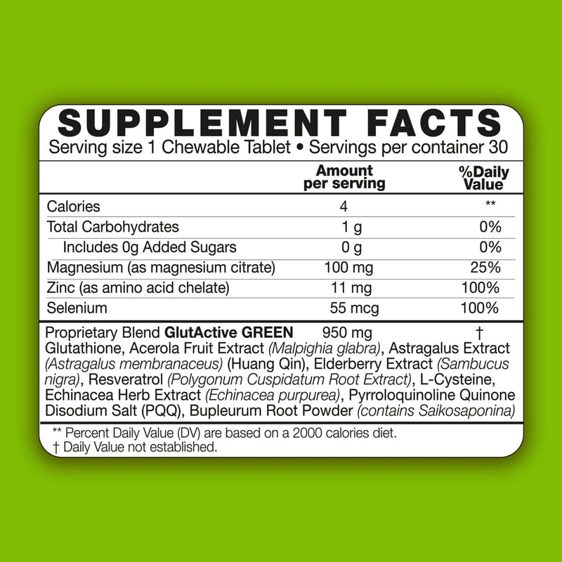 Tabletas glutactivas verde masticable