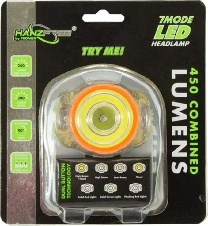 Promier HanzFree 7 Mode 450 Lumen LED Camo Head Lamp