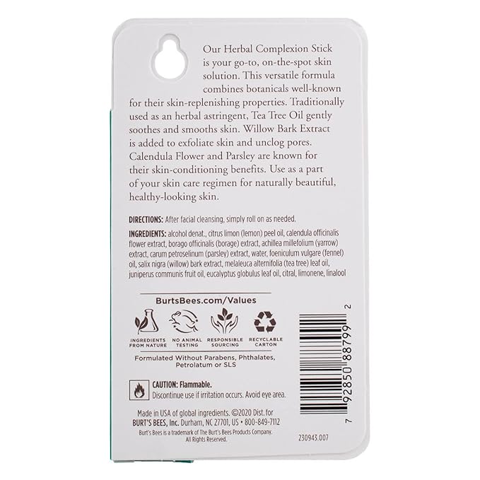 Burts Bees Herbal Complexion Stick With Tea Tree Oil 0.26Oz