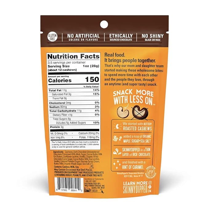 Skinny Dipped Cashews Dark Chocolate Salted 3.5oz