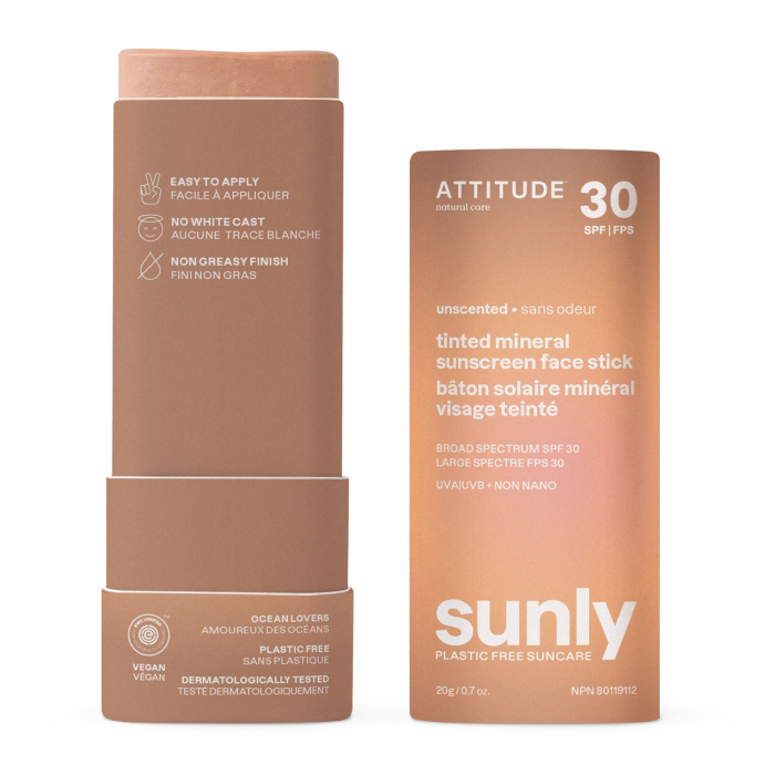 Attitude Sunly Tinted Mineral Sunscreen Face Stick SPF 30