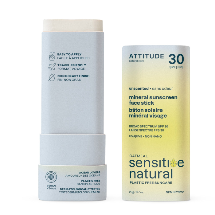 Attitude Mineral Sunscreen Face Stick for Sensitive Skin SPF 30 0.7oz