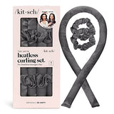 Kitsch Satin Heatless Curling Set Roller & 2 Scrunchies Charcoal