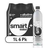 Smartwater Alkaline with Antioxidant Ionized Electrolyte Vapor-distilled Water Bottles, 1L.