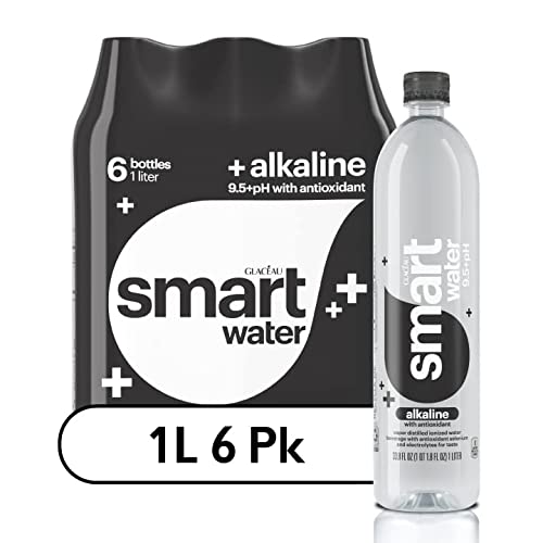 Smartwater Alkaline with Antioxidant Ionized Electrolyte Vapor-distilled Water Bottles, 1L.