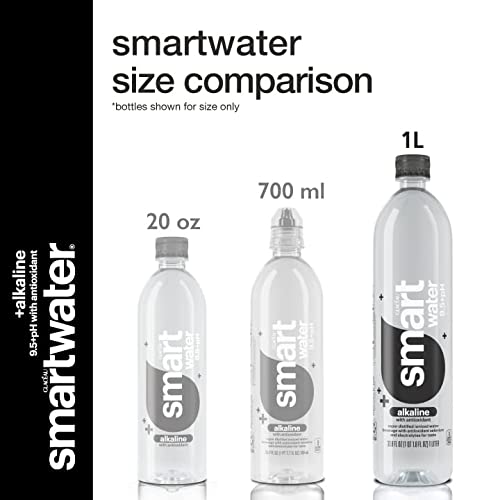 Smartwater Alkaline with Antioxidant Ionized Electrolyte Vapor-distilled Water Bottles, 1L.