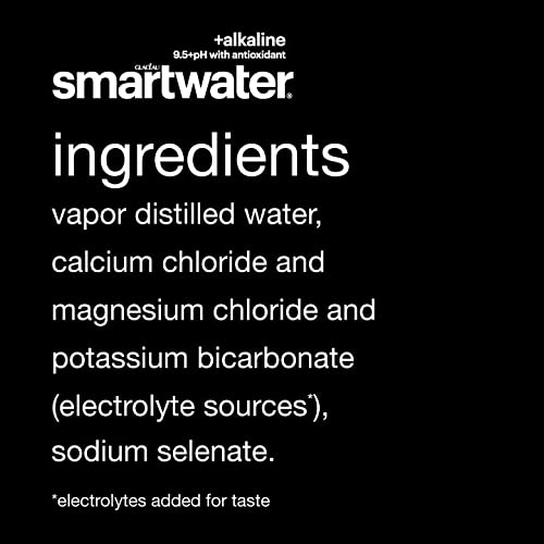 Smartwater Alkaline with Antioxidant Ionized Electrolyte Vapor-distilled Water Bottles, 1L.