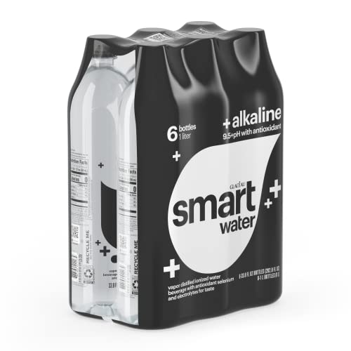 Smartwater Alkaline with Antioxidant Ionized Electrolyte Vapor-distilled Water Bottles, 1L.