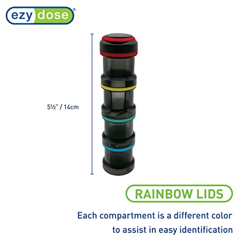 Ezy Dose Weekly (7-Day) Stackable Pill Organizer, Vitamin and Medicine Box, Detachable Compartments, Rainbow Colors