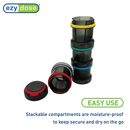 Ezy Dose Weekly (7-Day) Stackable Pill Organizer, Vitamin and Medicine Box, Detachable Compartments, Rainbow Colors