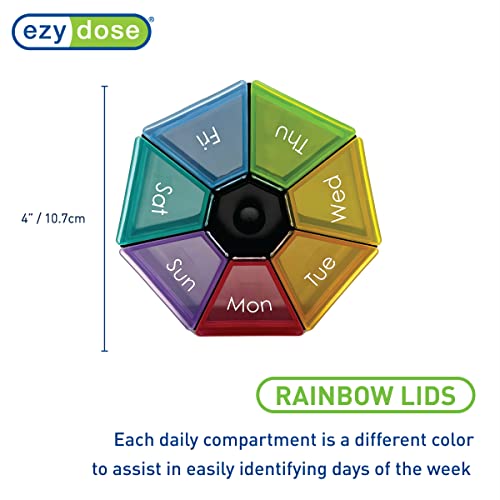 Ezy Dose 7-Sided Weekly Pill Organizer, Rainbow Colors