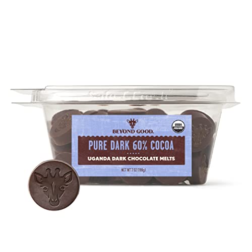 Beyond Good Chocolate | 60% Pure Dark Chocolate Melts, 7oz Pack | Gluten Free, USDA Organic, Direct Trade, Vegan, Kosher, Non-GMO | Single Origin Ugan
