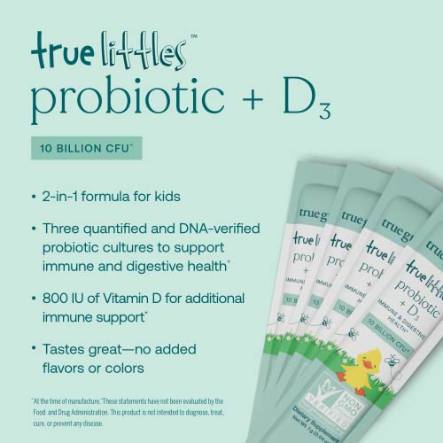 True Grace True Littles - Probiotic  D3 10 Billion CFU - 30 Individual Stick Packs