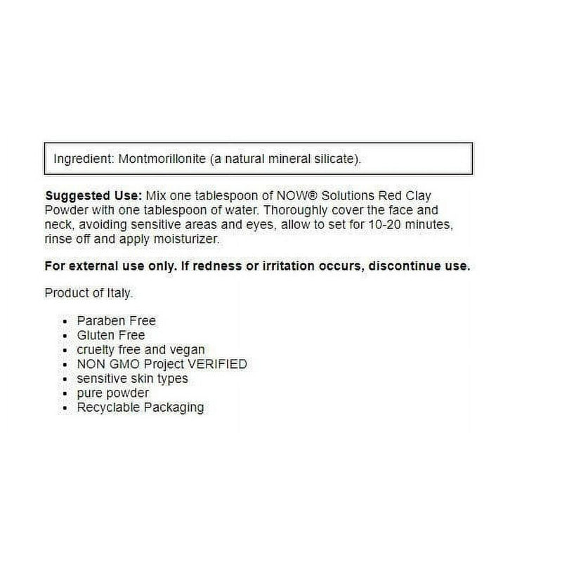 Now Mediterranean Red Clay Facial Detox Powder 6 oz