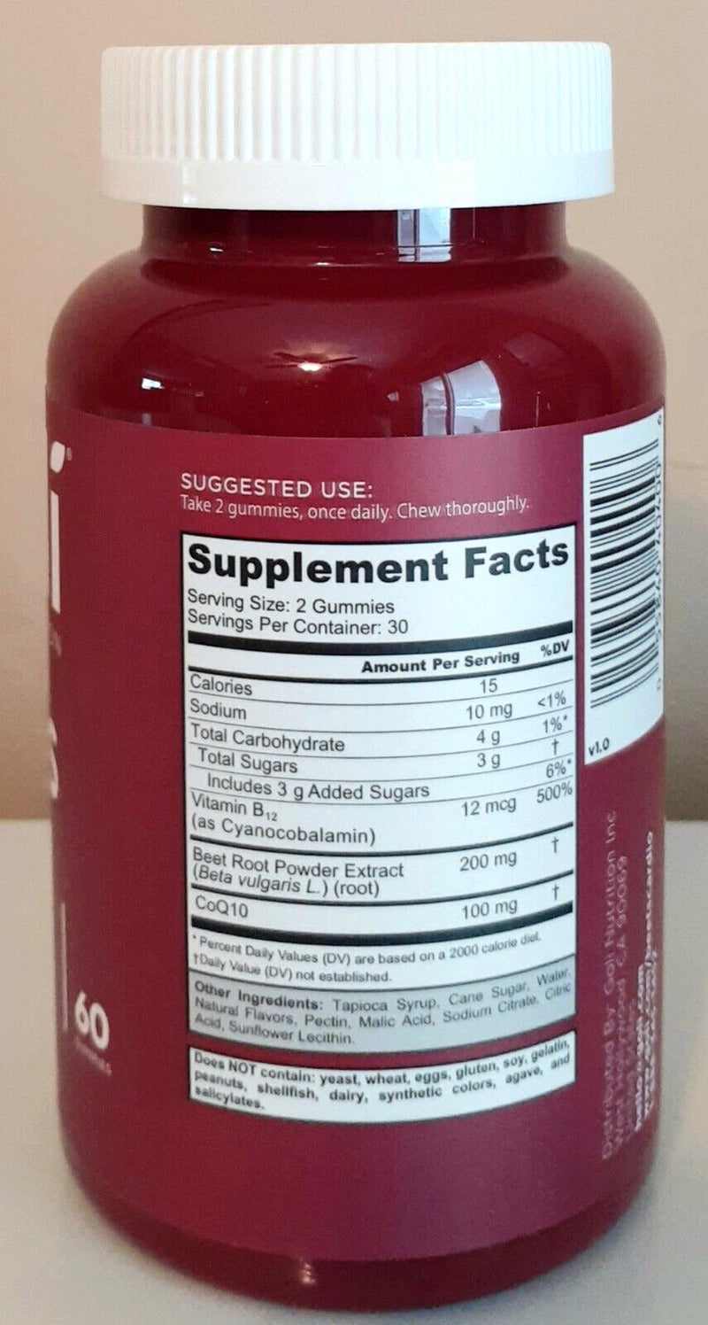 Goli Nutrition Beets Cardio Vegan Vitamin Gummies - 60ct
