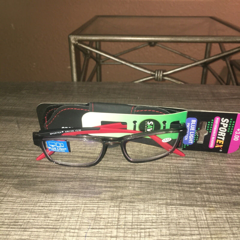 Sportex Men's Reading Glasses with Leather Case, +3.00