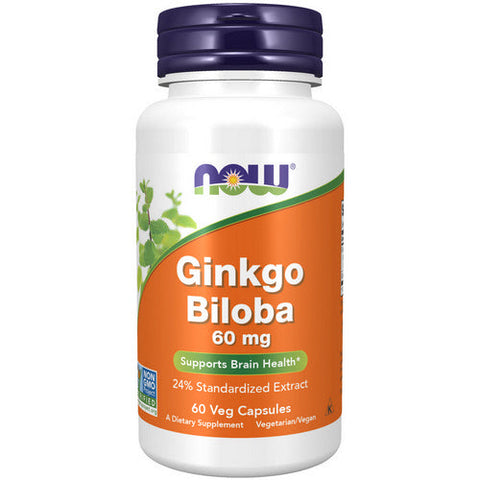 Now Ginkgo Biloba 60mg 120 Vegetable Capsules