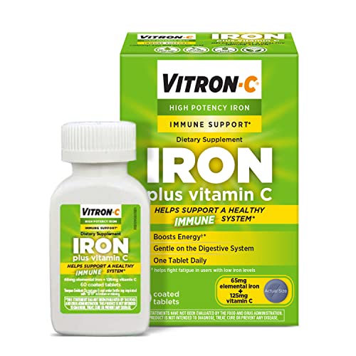 Vitron-C Iron Once Daily, High Potency Iron with Vitamin C, 60 Tablets
