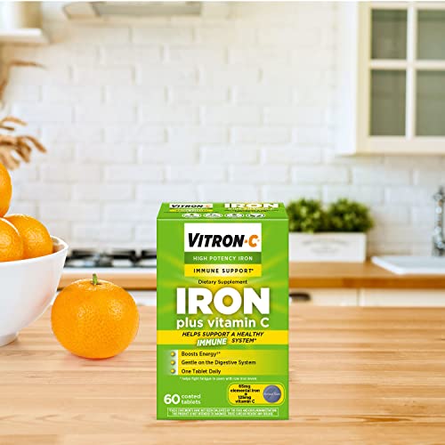 Vitron-C Iron Once Daily, High Potency Iron with Vitamin C, 60 Tablets