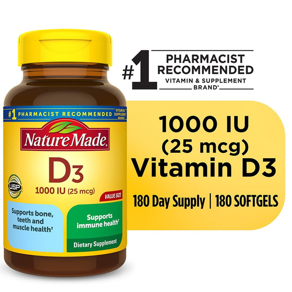 Nature Made D3 1000Iu 25mcg Softgels 180ct