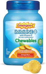 Emergen-C Inmune+ Blast de naranja masticables, 1000 mg de vitamina C con vitamina D, zinc y electrolitos