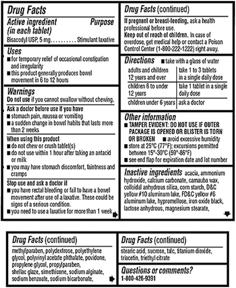 Leader Gentle Laxative, Bisacodyl USP 5 mg, 10 Enteric Coated Tablets