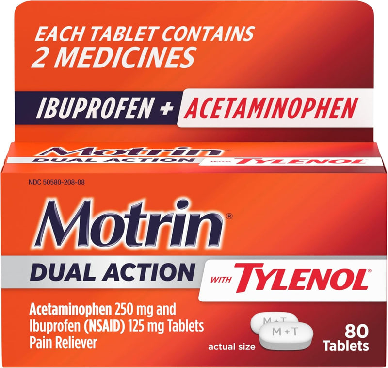 Motrin Dual Action with Tylenol 250mg 80 Tablets