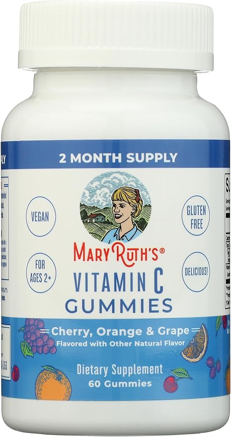Mary Ruth's Organics Vitamin C Gummies | Supplement for Immune Support & Overall Health | Immune Support Supplement | Vitamin C for Adults & Kids | Vegan | Non-GMO | 60 Servings