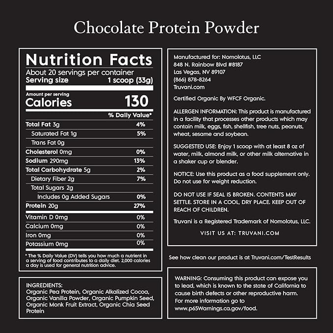 Proteína a base de planta Truvani Chocolate 23.63oz