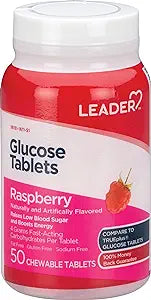 Líder glucosa tabletas de frambuesa 50ct