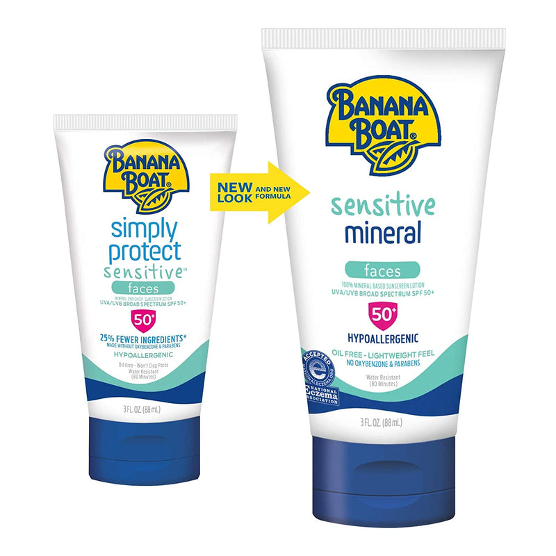 BANANA BOAT SENSITIVE MINERAL FACES SPF 50+ 3 Oz