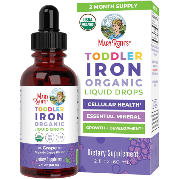 Mary Ruth's Organics Iron Supplement for Toddlers | Liquid Iron Supplement for Children Ages 1-3 | Iron Supplement for Iron Deficiency | Ferrochel | Sugar Free | Vegan | Non-GMO | Gluten Free | 2 Fl Oz