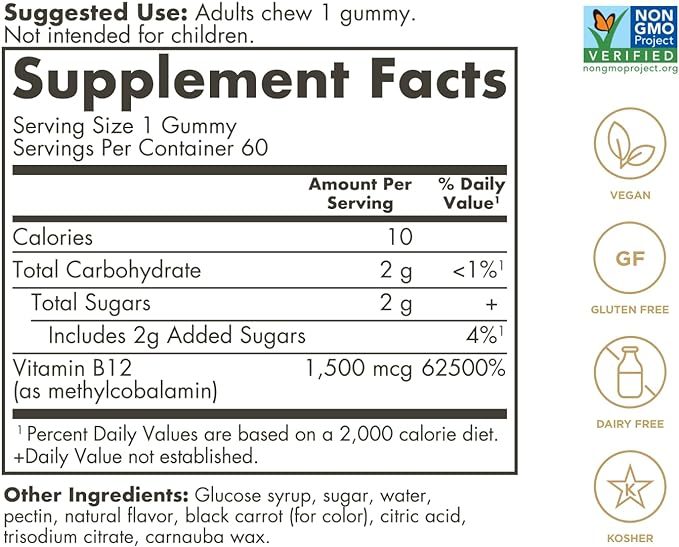 Solgar Ultra Potency Vitamin B12 1500 mcg Gummies 60 ct