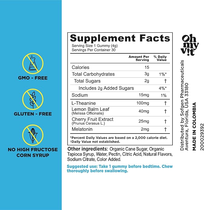 Oh mi vit dreamz duerme con melatonina gommies 30ct