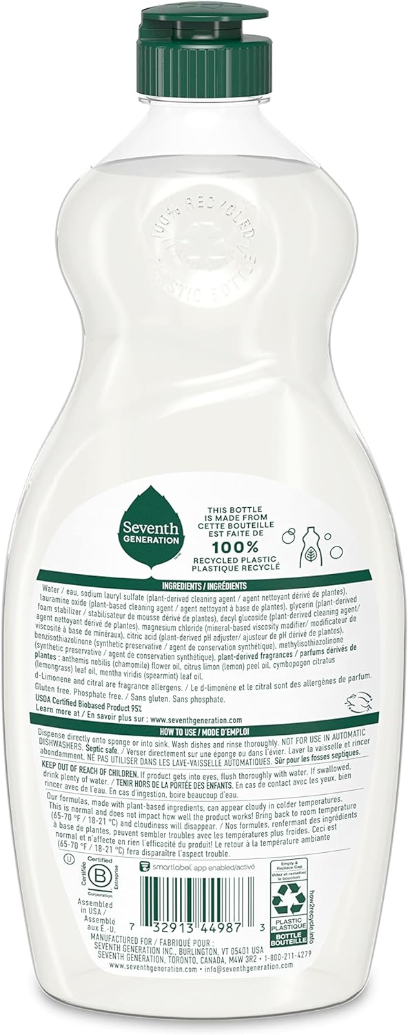 Seventh Generation Natural Dish Soap Chamomile 19Oz