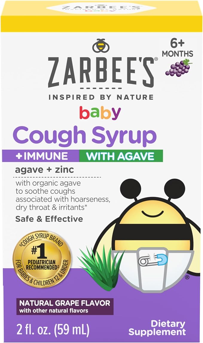 Jarabe para tos para bebés de Zarbee + inmune con agave 2oz