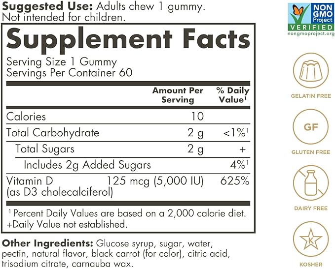Solgar Vitamin D3 5000Iu Gummies 60 ct