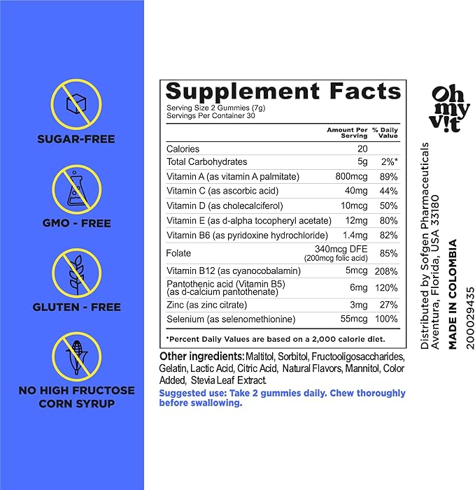 Oh My Vit Multivitamin For Men Sugar Free Gummies 60ct