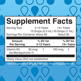 Mary Ruth's Organics USDA Organic Vitamin K2 MCT Liquid Drops for Adults & Kids | 100 mcg K2 MK7 per serving + Organic MCT Oil | Vegan K2 Vitamin for Bone Health | Heart Health | Calcium Absorption | 1oz