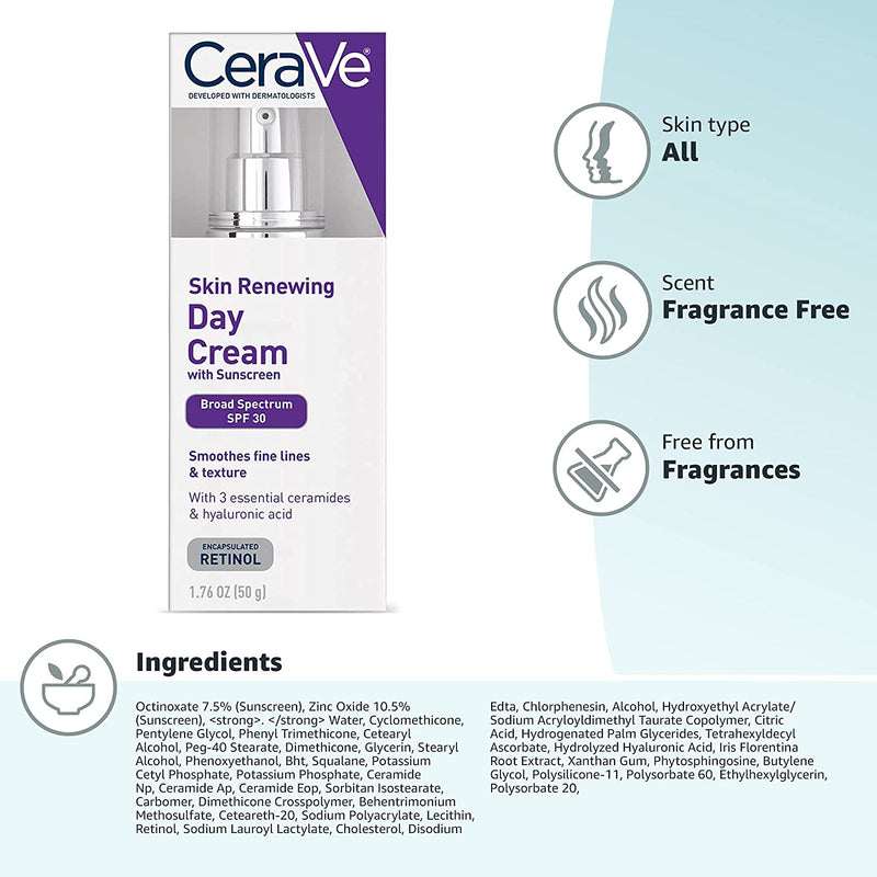 CERAVE DAY CREAM WITH SUNSCREEN RETINOL 1.76 Oz
