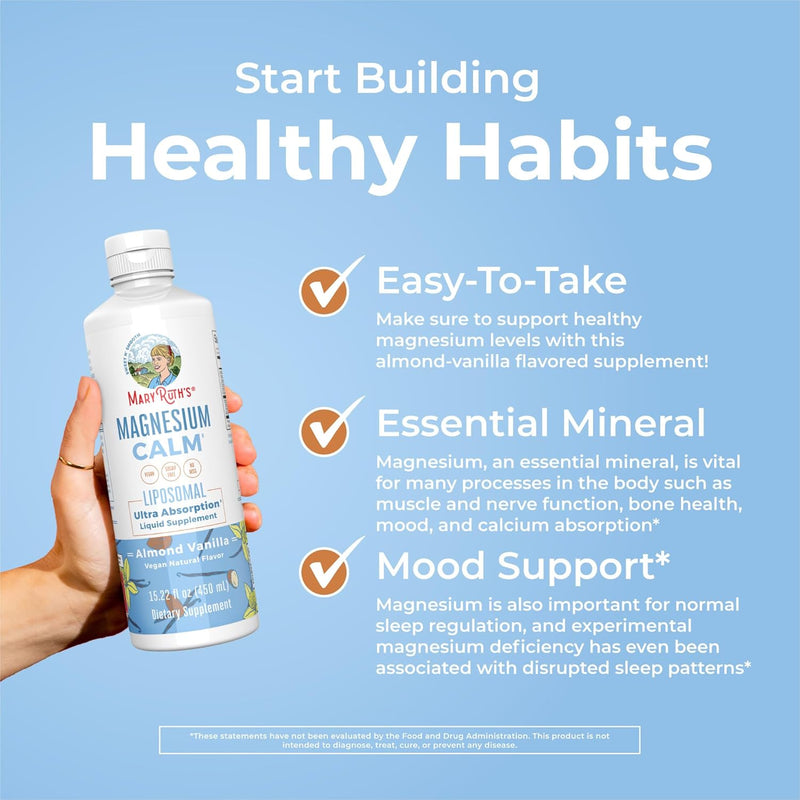 Mary Ruth's Organics Magnesium Liposomal| Magnesium Supplement | Magnesium Bisglycinate | Muscle & Bone Support | Mood Support Vitamin | Vegan | Non-GMO | Gluten Free | 15.22 Fl Oz | 30 Servings