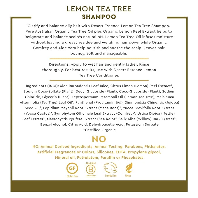 Desert Essence Lemon Tea Tree Shampoo 8Oz