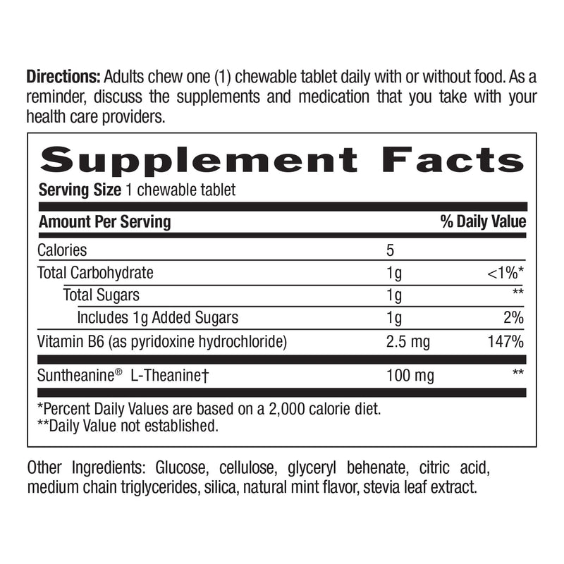 Country Life L-theanine 100mg masticables menta 60ct