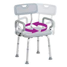 Drive Medical Preserve Tech 360-Degree Swivel Shower Chair with Arms & Back Grey