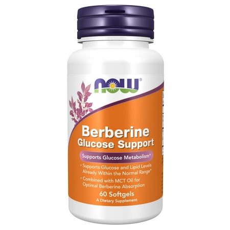 Now Supplements Berberine Glucose Support Combined with MCT Oil  60 Softgels