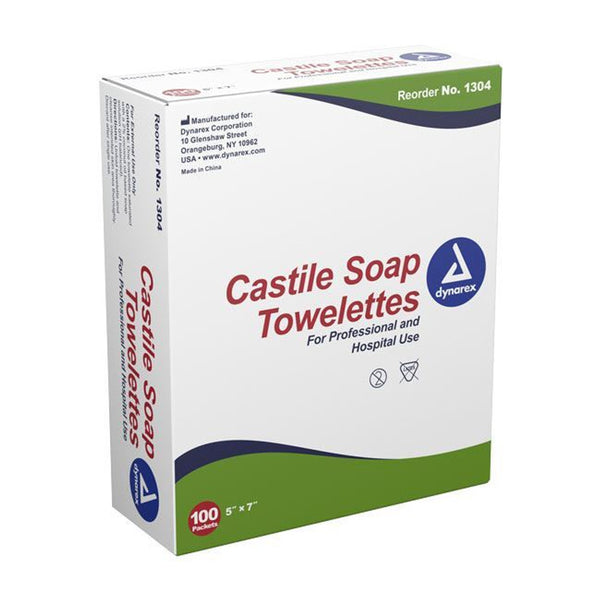 Dynarex Castile Soap Towelettes 5" x 7" 100ct 1304