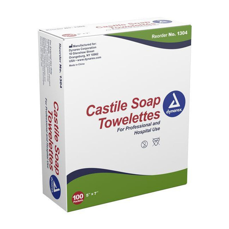 Dynarex Castile Soap Towelettes 5" x 7" 100ct 1304