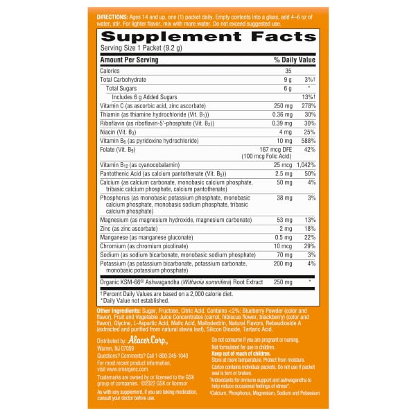 Emergen-C Ashwagandha Berry Blend Packs 18ct